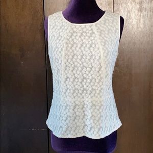 White Eyelet Lace Peplum Top Tank Sleeveless